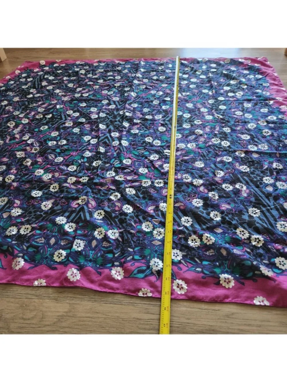 Vintage Square Scarf Wrap Shawl Sarong H&M Divided One Size Floral 47
